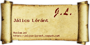 Jálics Lóránt névjegykártya